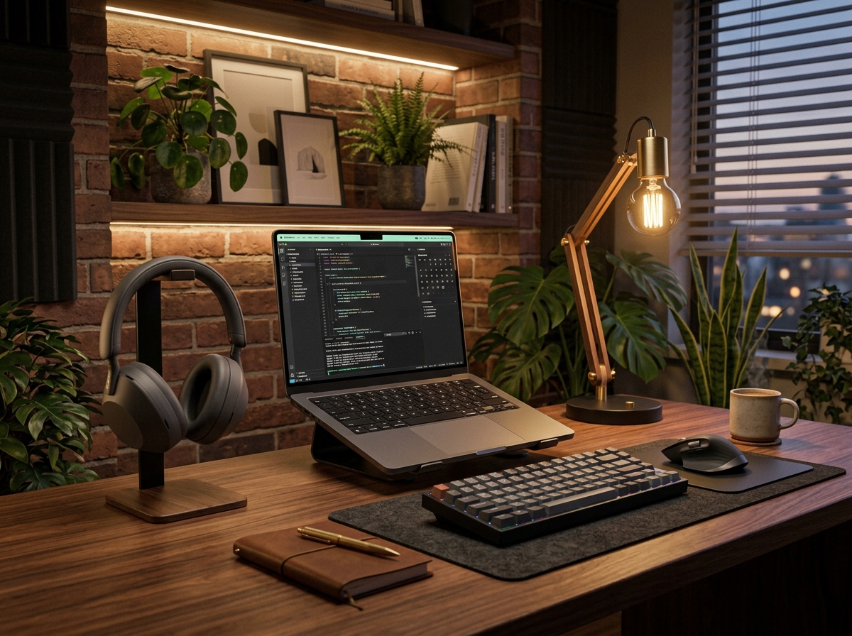Wireless headphones on desk
